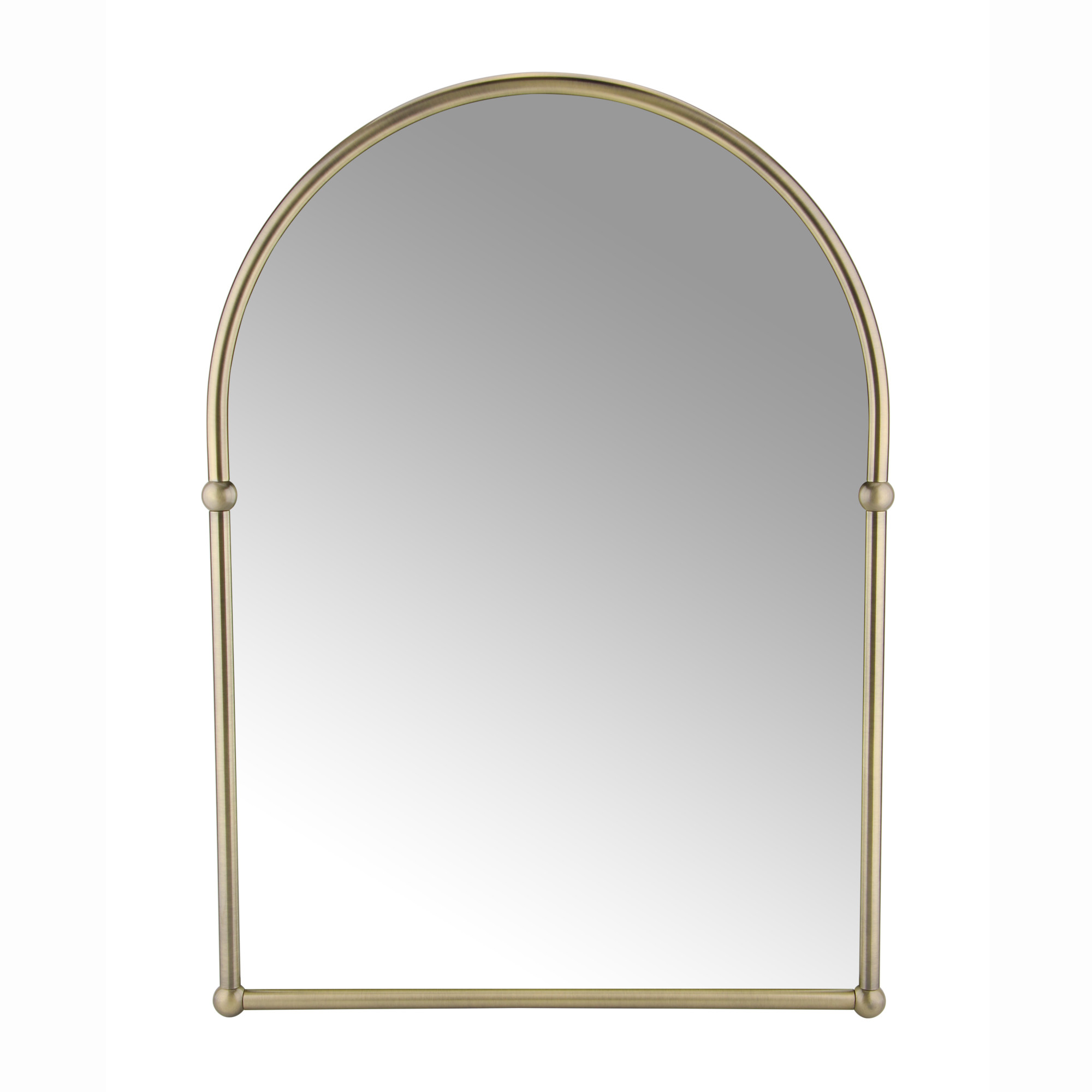 ENKI, Elizabeth, BM026, Traditional Victorian Brass Framed Decorative Arched Mirror, Brushed Antique Brass, Ball Joint Design image